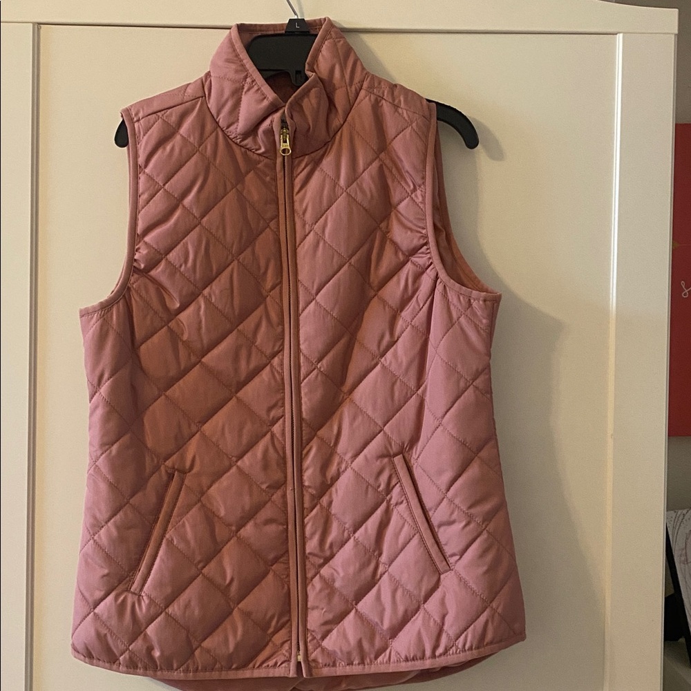 Old Navy Pink Mauve Pleated Vest with Pockets and Gold Zipper Size Small S
